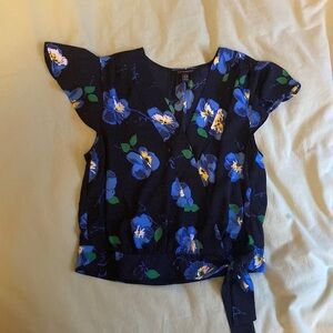 Banana Republic cap sleeve floral blouse